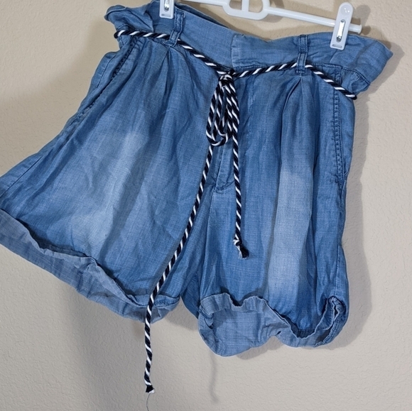 Blue Buttery Soft Comfy Shorts with Rope Belt by L.O.G.G. - Picture 7 of 7